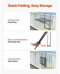 Sugift Adjustable Balcony Hanging Table 19 x 24 in for Patio Deck and Balcony Use