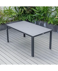 LeisureMod 63" Outdoor Aluminum Dining Table for Modern Home, Patio, Backyard Garden Chelsea Collection