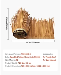 Sugift Artificial Thatch Roof 16.4 ft Waterproof Fire-Resistant Pe for Patio Decor