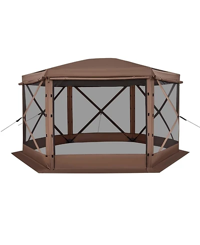 Inolait 12 x 12 ft 6-Sided Pop-up Screen Tent Camping Canopy with Removable Top