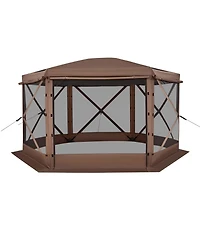 Inolait 12 x 12 ft 6-Sided Pop-up Screen Tent Camping Canopy with Removable Top