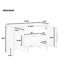 Rainsken Farmhouse Sideboard, 47.25" Wooden Buffet Cabinet with Pine Veneer, Adjustable Feet and Metal Handles for Living Room, Kitchen