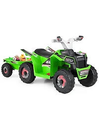 Slickblue Kids 6V Ride On Atv Quad with Trailer, Electric Battery Powered Car