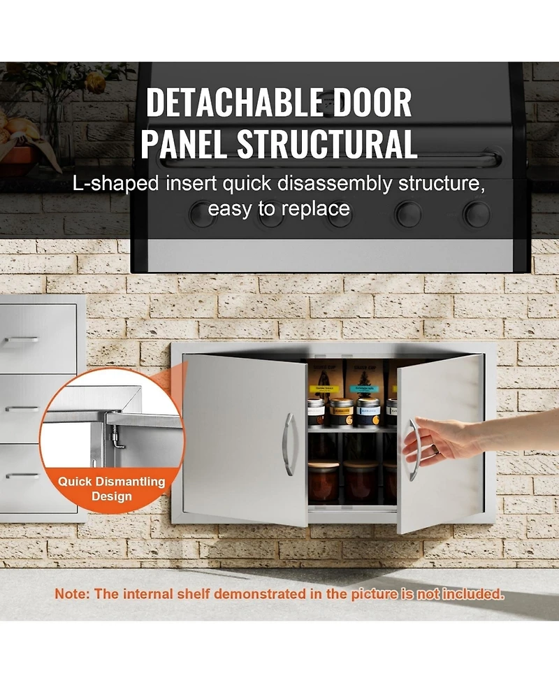 Sugift 34W x 19H in Double Stainless Steel Bbq Access Door for Bbq Island Grilling