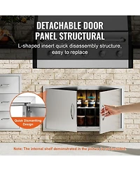 Sugift 34W x 19H in Double Stainless Steel Bbq Access Door for Bbq Island Grilling