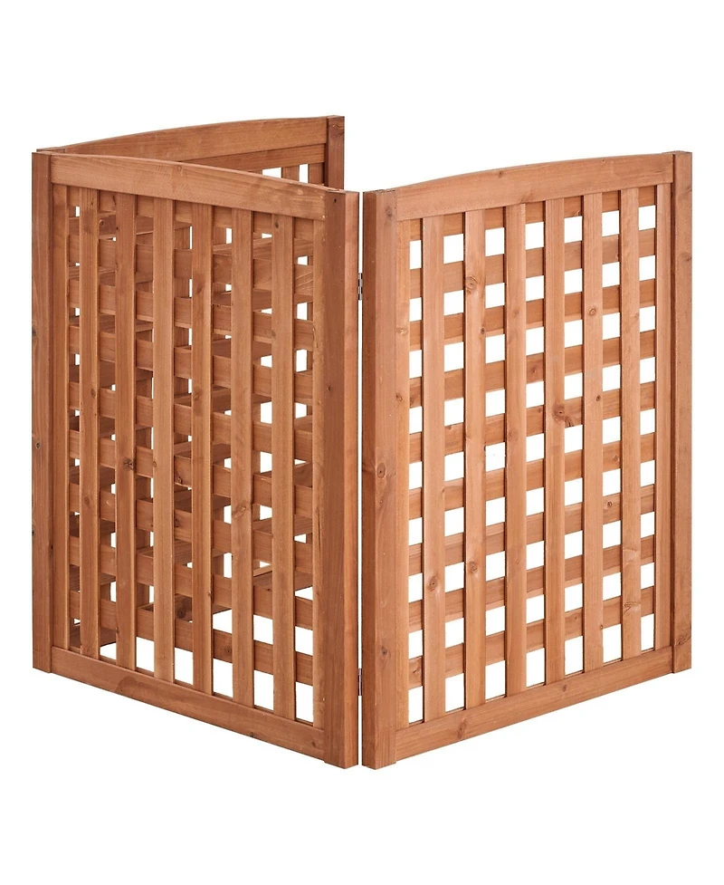 Wood Privacy Screen 32 x 38 in Air Conditioner Cover Fence with Adjustable Angle