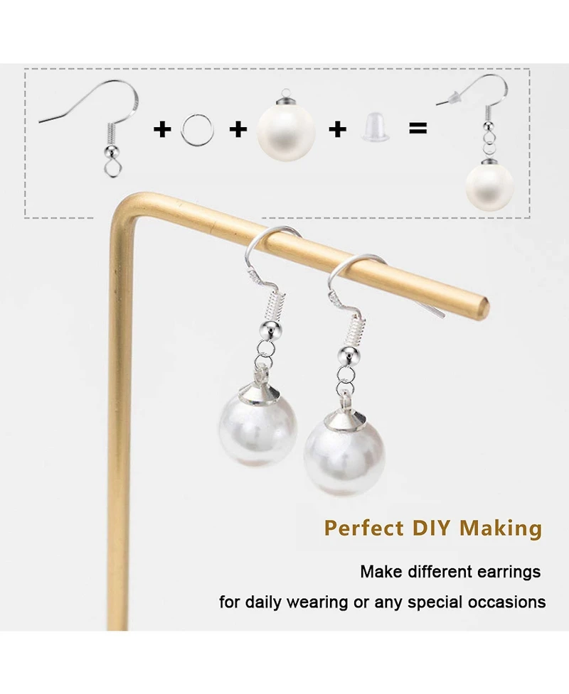 Gnuadz 500pcs Earring Hooks Ear Wires Fish Jump Rings Silicone Backs Stoppers Jewelry Making Kit