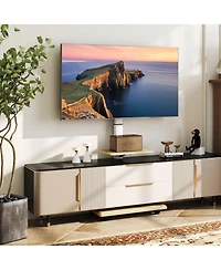 Sugift Rolling Tv Stand on Wheels Mobile Tv Cart for 32-75 Inch TVs Portable Av Cart