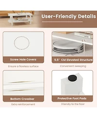 Gouun 45-Inch 2-Tier Slatted Wood Coffee Table with Shelf