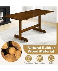 Gouun 71 in Farmhouse Rectangular Dining Table for 6-8 with Rubber Wood Legs