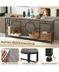 Sugift 2-Tier Faux Marble Top Console Table with Storage Shelf for Hallway-Rustic