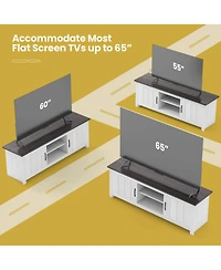 Sugift Tv Stand with 2 Cabinets and Open Shelves for TVs up to 65 Inch