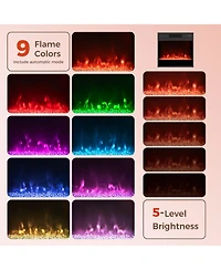 Sugift Tv Stand with Electric Fireplace Led Lights and Remote Controls for TVs Up to 40 Inch