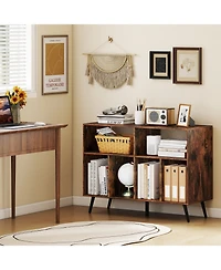 Gouun 40 in Record Player Stand with Charging Station and Open Display Shelves