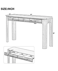 Rainsken Rustic Console Table, 52" Entryway Table with 3 Concealed Drawers, Curved Corners and Thick Legs for Hallway and Living Room