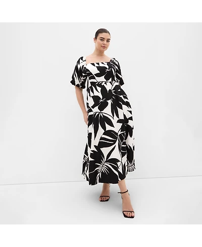 City Chic Plus Collins Oasis Print Belted Maxi Dress