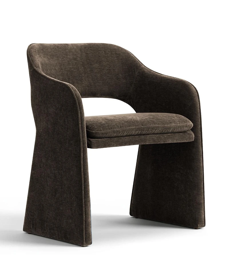 Maison Boucle Set of 2 Chenille Dining Chairs, 19-Inch Seat Height Armchairs