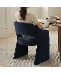 Maison Boucle Set of 2 Chenille Dining Chairs, 19-Inch Seat Height Armchairs