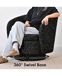 Maison Boucle 30.5 Modern Swivel Barrel Accent Chair, Upholstered Armchair, 1 Pc