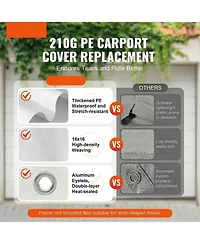 Sugift 10 x 20 ft Carport Replacement Canopy Cover Waterproof Uv Protection