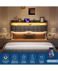 gaomon Full Bed Frame with 2 Storage Drawers, Upholstered Led Light