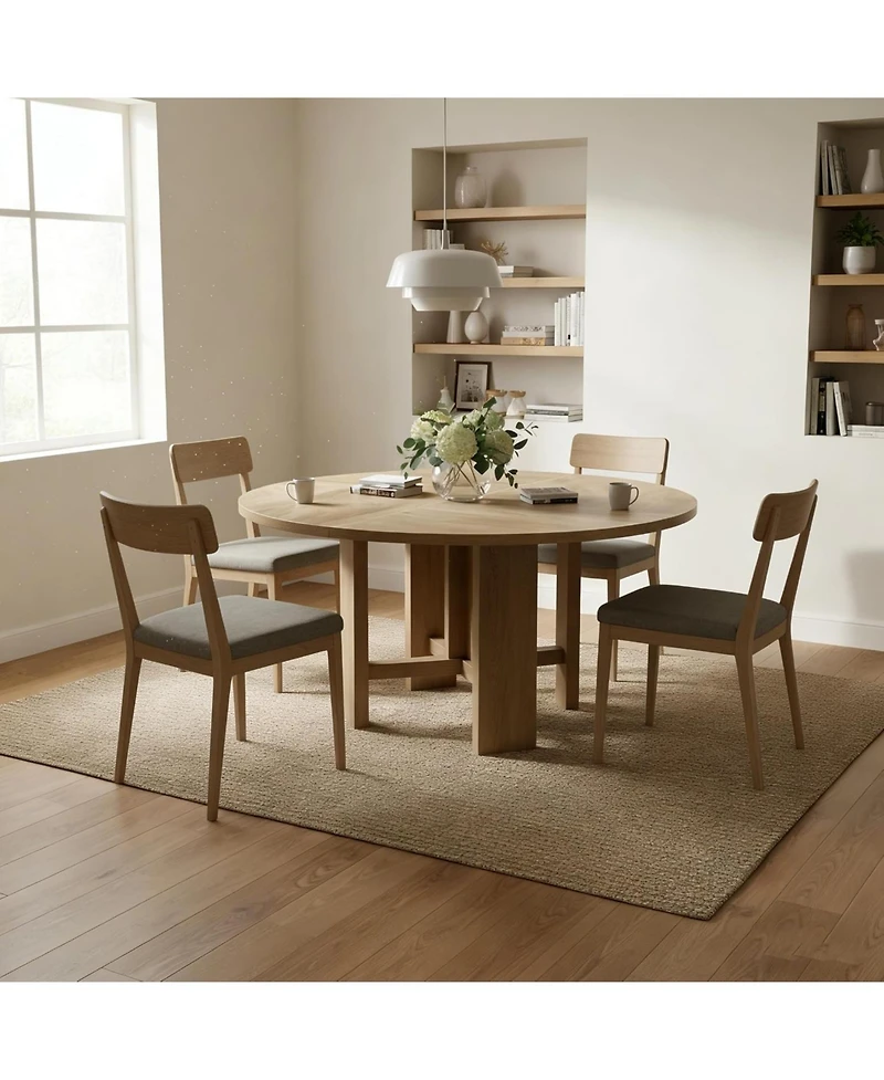 Tribesigns Round Dining Room Table for 4-6, 47'' Farmhouse Table, Kitchen Dinner Room Tables, Rustic Circle Tables