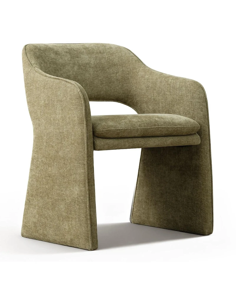 Maison Boucle Set of 2 Upholstered Fabric Dining Chairs, 19-Inch Dining Armchairs