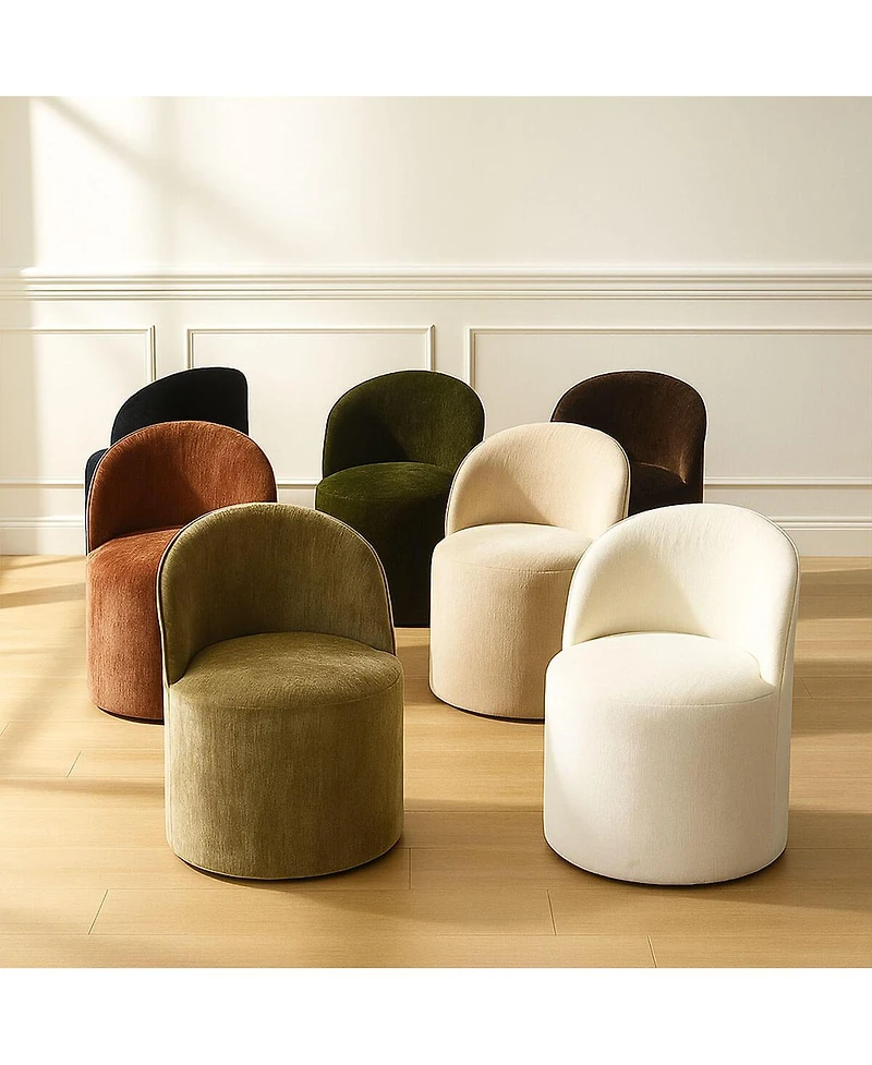 Maison Boucle Rolling Chenille Upholstered Dining Chair with Casters 1 Piece