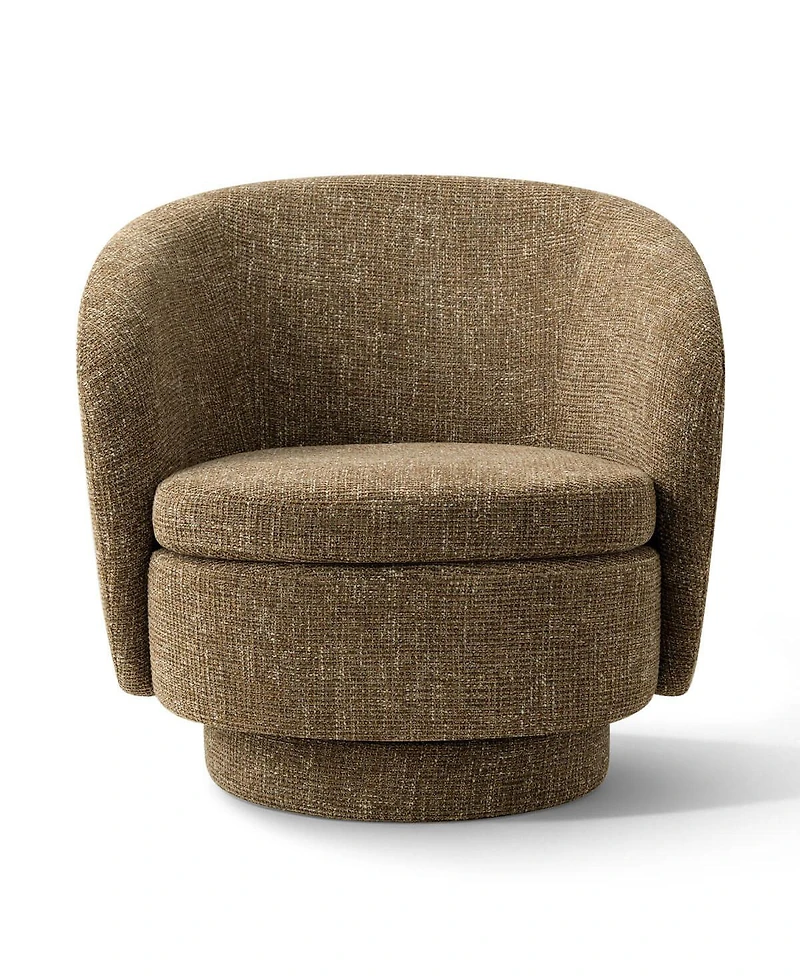 Maison Boucle 30.5 Swivel Tub Accent Chair, Woven Fabric Barrel Armchair, 1 Pc