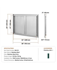 Sugift 36W x 24H in Double Stainless Steel Bbq Access Door with Recessed Handles