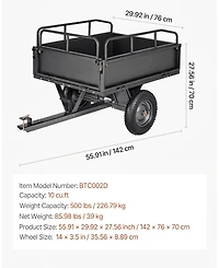 Sugift Utility Trailer 10 Cubic Feet 500lbs Capacity for Atv Utv Hauling