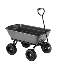 Sugift 600 lbs Poly Dump Cart Wagon with 90 Quick-Dump and 180 Swivel Wheels