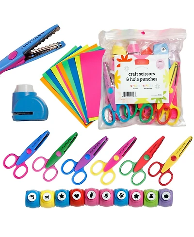 Gnuadz Craft Punch Set 26 Piece Decorative Edge Paper Hole Punch Shapes Colorful Crafting Kit