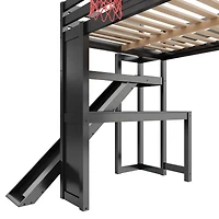 Streamdale Furniture Wooden Loft Bed w/ Desk, Hoop, Slide, Stairs