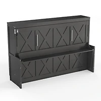 Streamdale Furniture Full Size Murphy Bed with a desk, Usb Charging Station, Led Lights