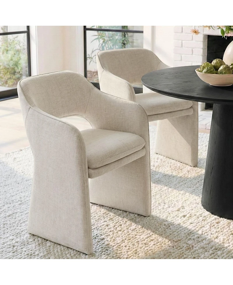 Maison Boucle Set of 2 Dining Chairs, Upholstered Armchairs, 19-Inch Seat