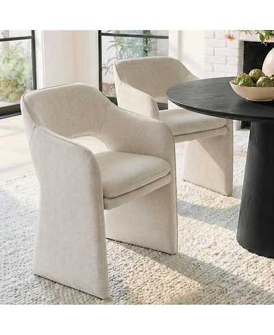 Maison Boucle Set of 2 Dining Chairs, Upholstered Armchairs, 19-Inch Seat