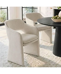 Maison Boucle Set of 2 Dining Chairs, Upholstered Armchairs, 19-Inch Seat