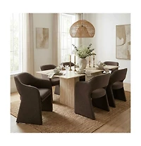 Maison Boucle Set of 2 Dining Chairs, 19-Inch Upholstered Armchairs