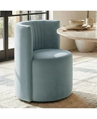 Maison Boucle Velvet Swivel Barrel Accent Chair 360degree(s) Rotating Tub Chair, 1 Piece
