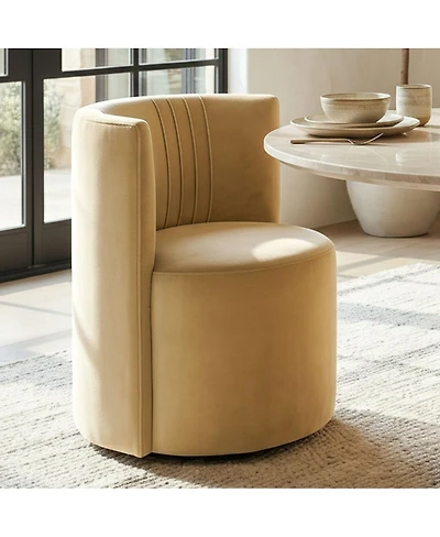 Maison Boucle Velvet Swivel Barrel Accent Chair 360degree(s) Rotating Tub Chair, 1 Piece