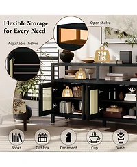 Rainsken Bohemian Rattan Sideboard Buffet Cabinet