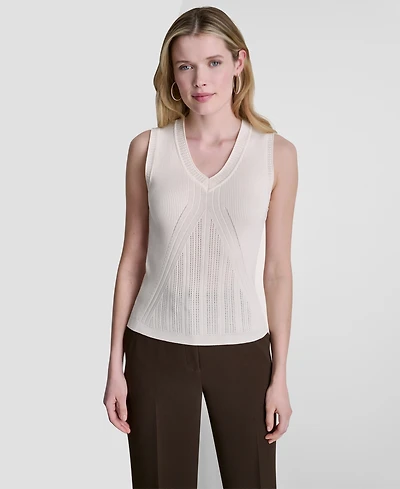 Dkny Women's Sleeveless V-Neck Sweater