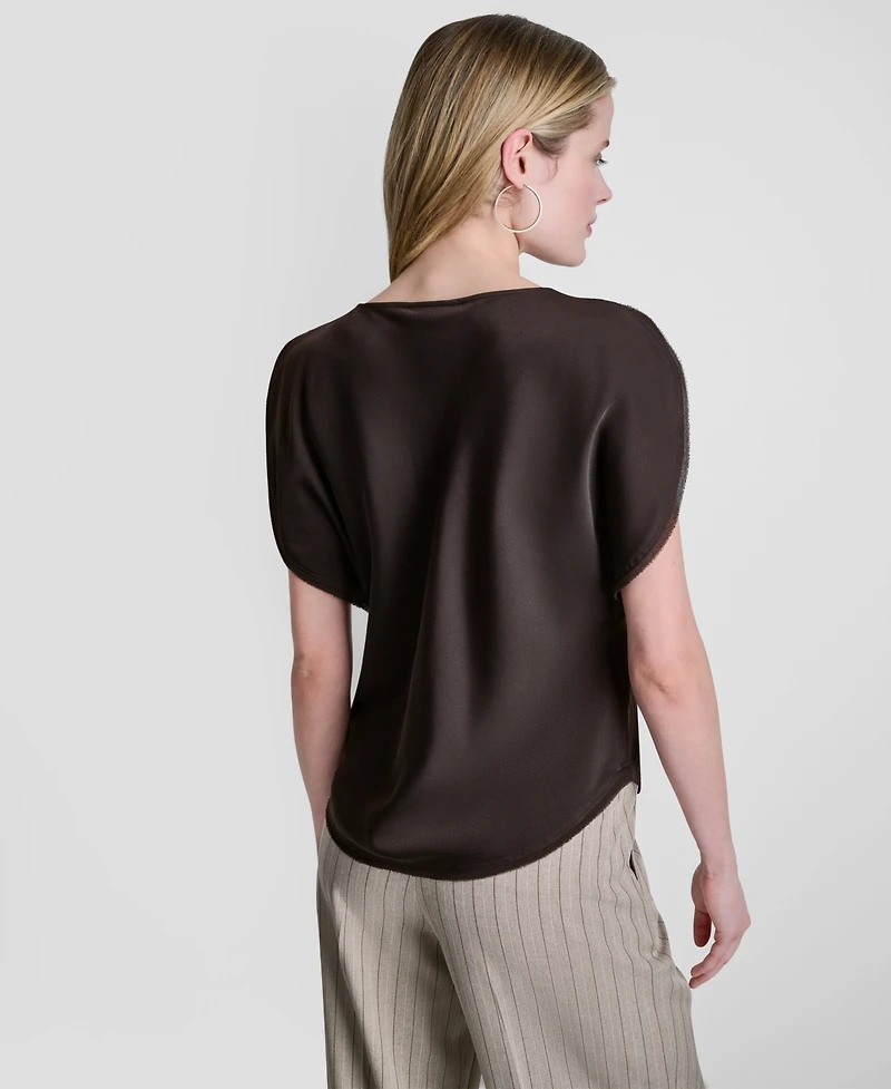 Dkny Women's Flutter-Sleeve Cowl Neck Blouse