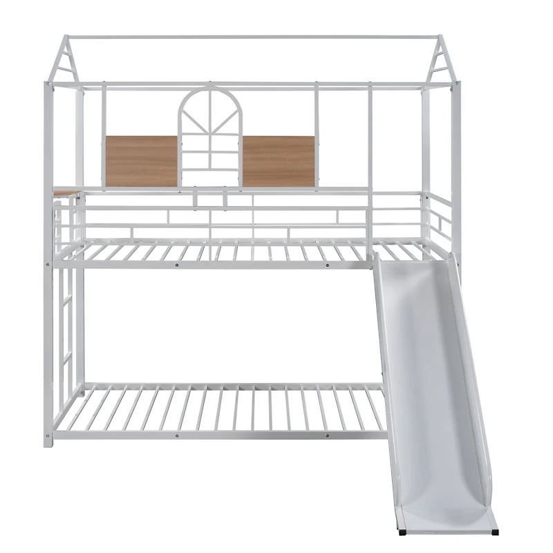 Streamdale Furniture Metal Twin House Bunk Bed with Slide