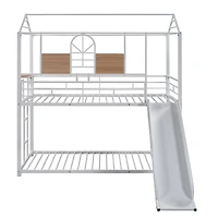 Streamdale Furniture Metal Twin House Bunk Bed with Slide