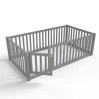 Streamdale Furniture Bed Floor Bed with Safety Guardrails and Door for Kids