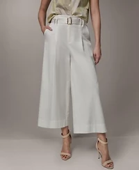 Donna Karan New York Womens Pleated Wide Leg Crop Pants