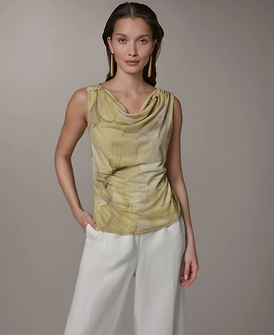 Donna Karan New York Women's Printed Cowl Neck Blouse