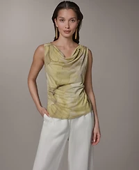 Donna Karan New York Women's Printed Cowl Neck Blouse
